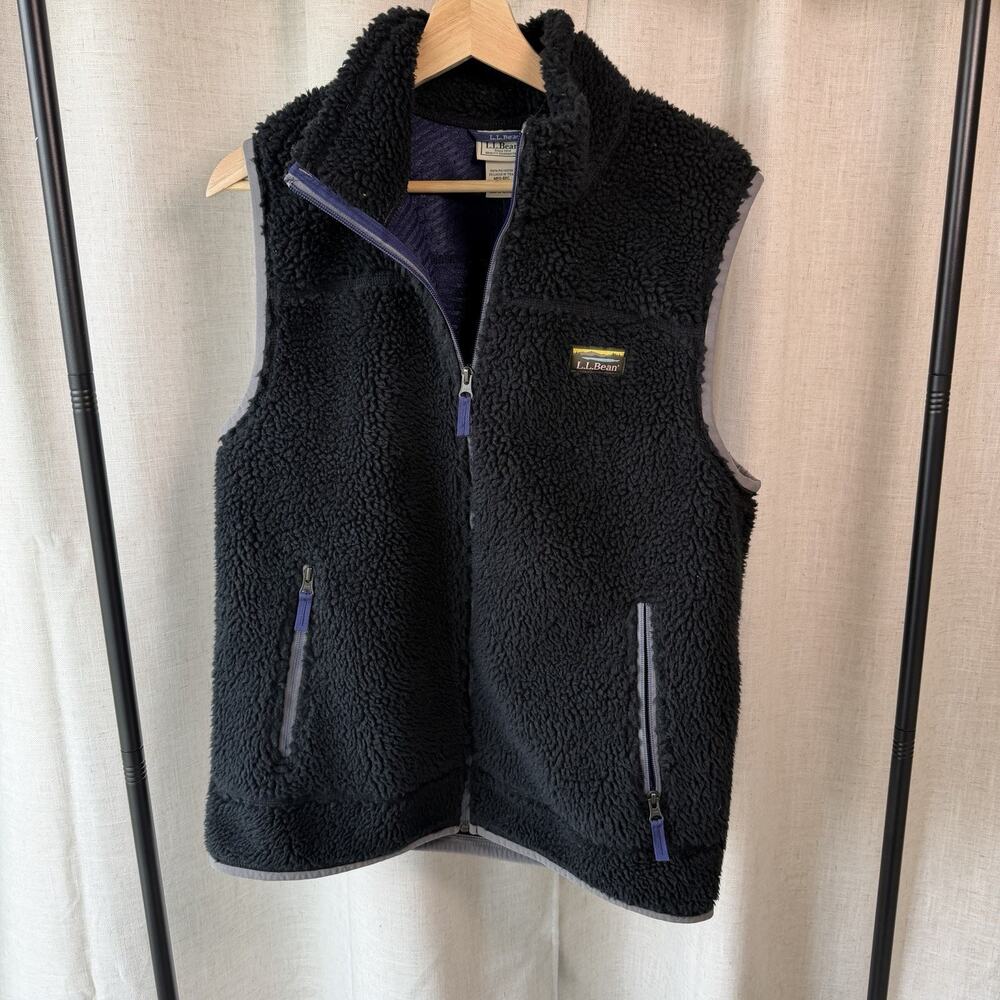 L.L.Bean Sherpa Fleece Vest Men’s M Black Cozy Outdoor Core Layer
